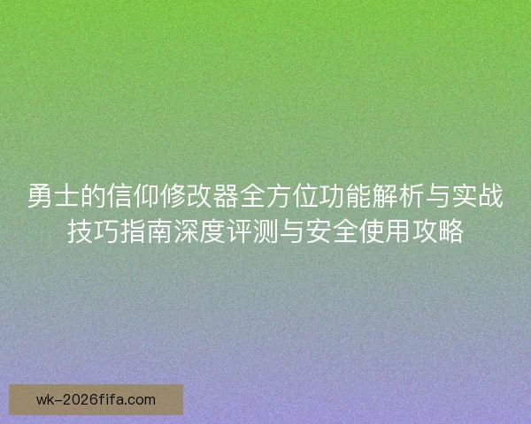 勇士的信仰修改器全方位功能解析与实战技巧指南深度评测与安全使用攻略