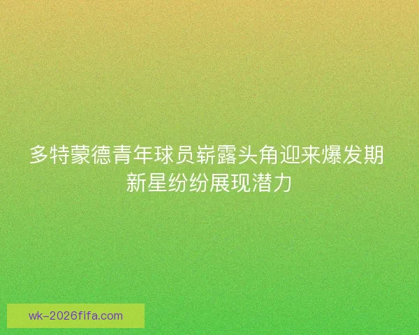 多特蒙德青年球员崭露头角迎来爆发期 新星纷纷展现潜力