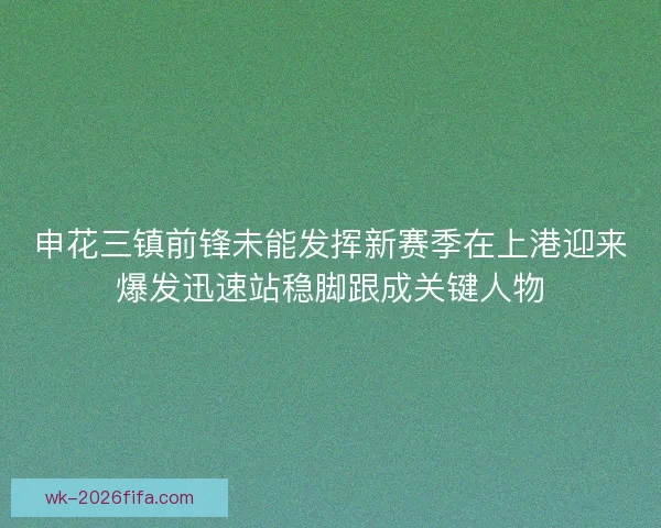 申花三镇前锋未能发挥新赛季在上港迎来爆发迅速站稳脚跟成关键人物